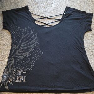 Black Women’s Crisscross Back Graphic Tee